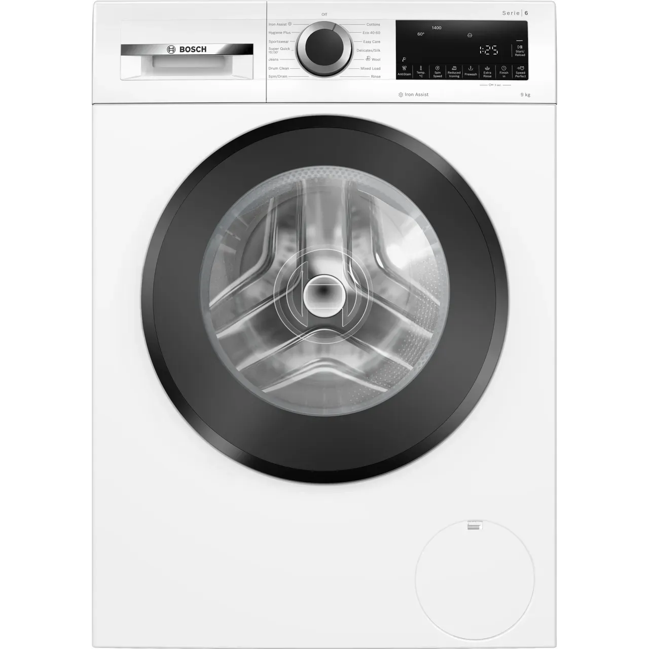 Bosch Series 6 WGG24400GB 9kg 1400RPM A Rated energy-efficient washing machine in white front view