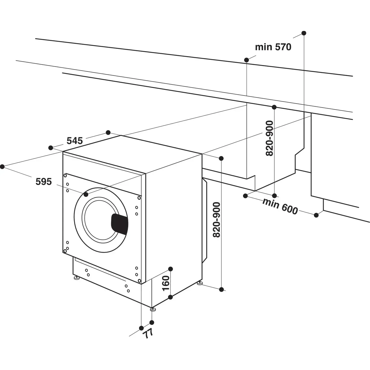 Integrated 7kg Washing Machine 1400 RPM