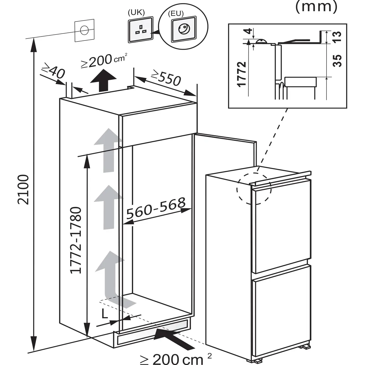 Integrated Frost Free Fridge Freezer 177cm London