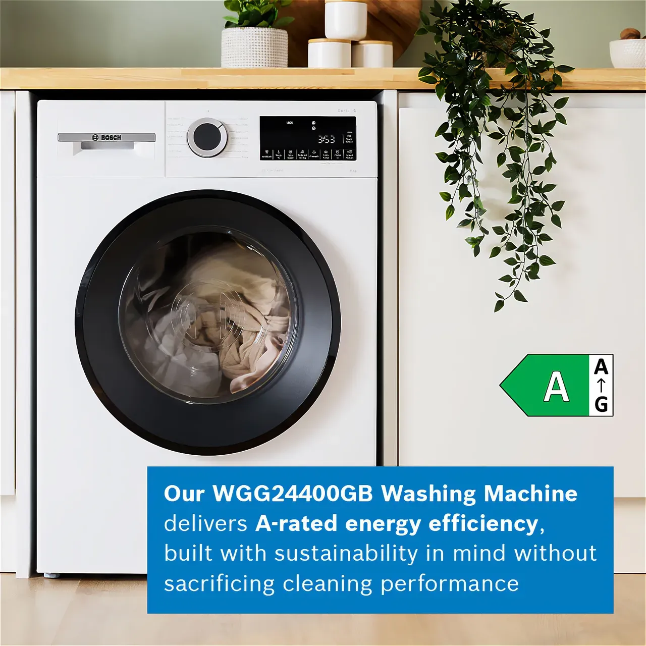 Bosch Series 6 WGG24400GB 9kg 1400RPM A Rated energy-efficient washing machine in white front view